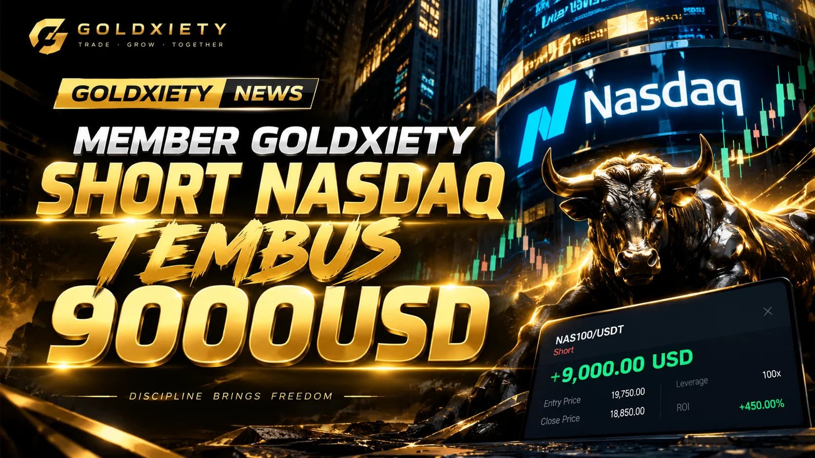 Member GOLDXIETY Short Nasdaq Tembus 9.000 USD dalam 1 Hari