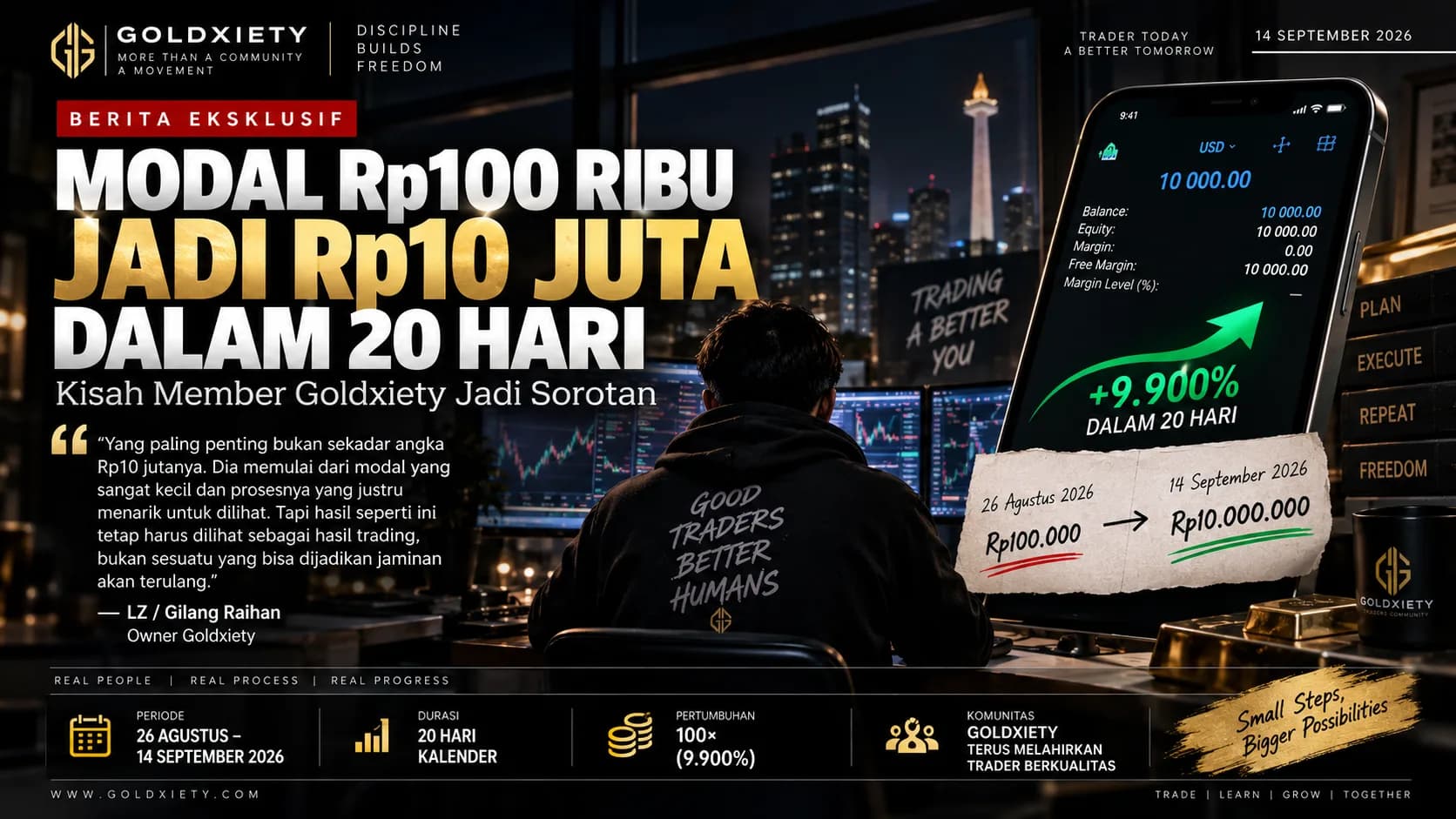 Modal Rp100 Ribu Jadi Rp10 Juta dalam 20 Hari, Kisah Member Goldxiety Jadi Sorotan