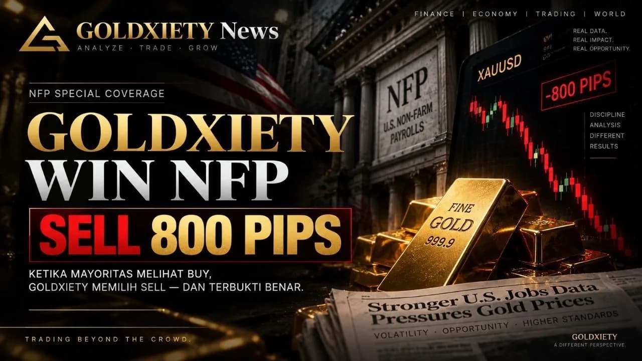 Goldxiety Catat Kemenangan Besar Saat NFP, Sell XAUUSD Tembus 800 Pips